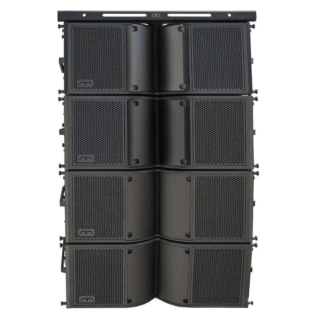 MODE Audio FILA-VA212X4 | MODE Audio Four Dual 12" 2220W Weatherproof Line Array Loudspeakers w/ Flying Frame, Variable Waveguide, LAVOCE Drivers, Bi-Amp, Black - Front Panel