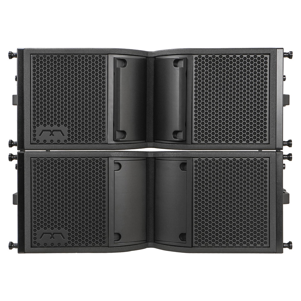 MODE Audio FILA-VA28-PAIR | MODE Audio Pair of Dual 8" 1400W Weatherproof Line Array Loudspeakers w/ Variable Waveguide, LAVOCE Drivers, Bi-Amp, Black - Front Panel