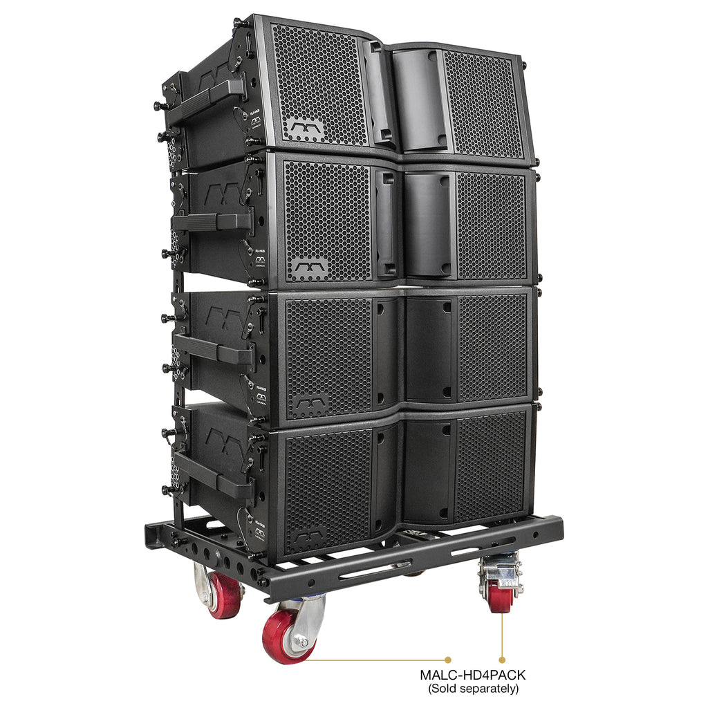 MODE Audio FILA-VA28X4 | MODE Audio Four Dual 8" 1400W Weatherproof Line Array Loudspeakers w/ Flying Frame, Variable Waveguide, LAVOCE Drivers, Bi-Amp, Black - Casters, Sold Separately