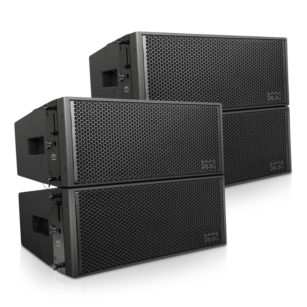 Sound Town FILA-WR210LMH-2PRS | 2 Pairs of Dual 10" IP56 Water-Resistant 3-Way 3100W Full-Range Line Array Speaker, w/ Neodymium Drivers, Bi-Amp, Black