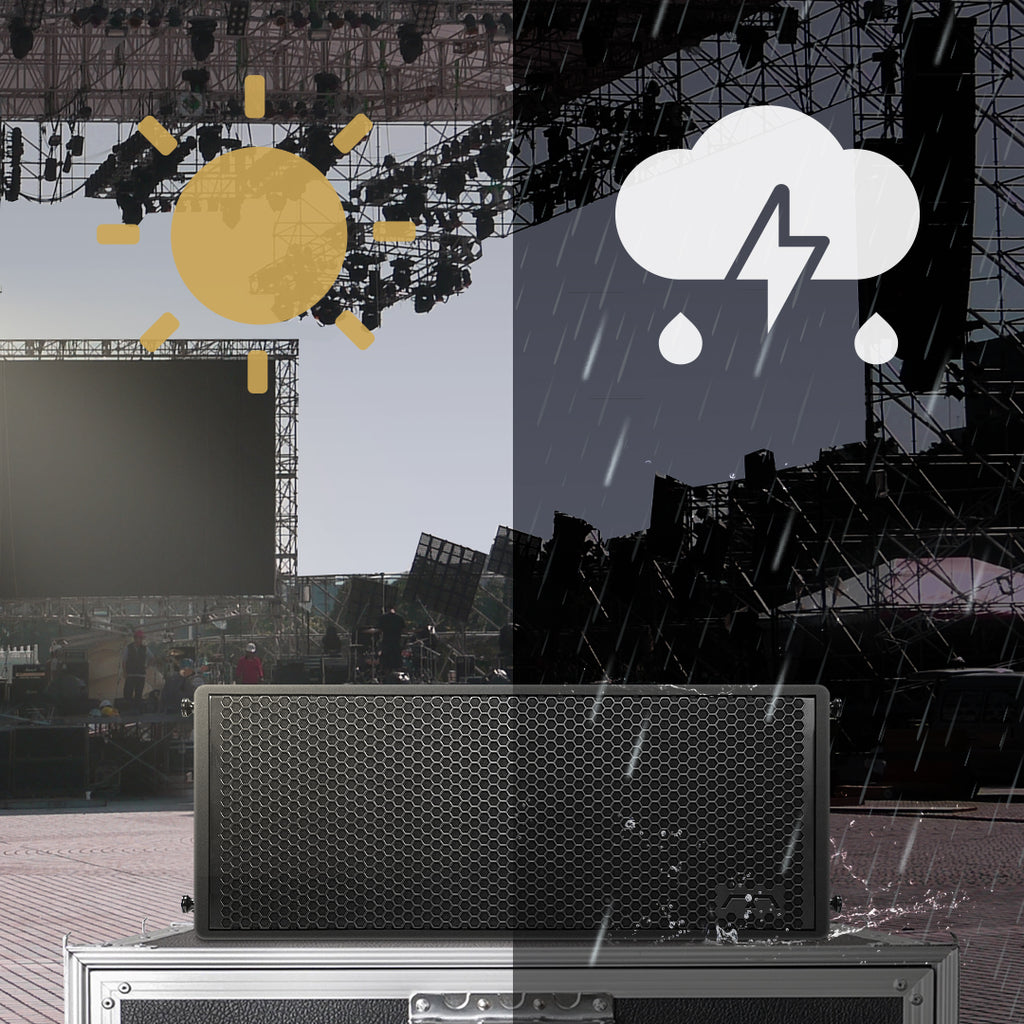 Sound Town FILA-WR210LMH | Outdoor IP56 Weatherproof Dual 10" 3-Way 3100W Full-Range Variable Curvature Line Array Loudspeaker, Coaxial Drivers, Bi-Amp- Weatherized Cabinet for All-Weather Concerts, Live Events & Touring, 