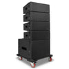 Sound Town FL-18S210X4S | Passive Line Array Speaker Set with One 18-inch Subwoofer, Four Dual 10-inch Line Array Speakers, One Stacking Frame, One Caster Board Black-Right Angle