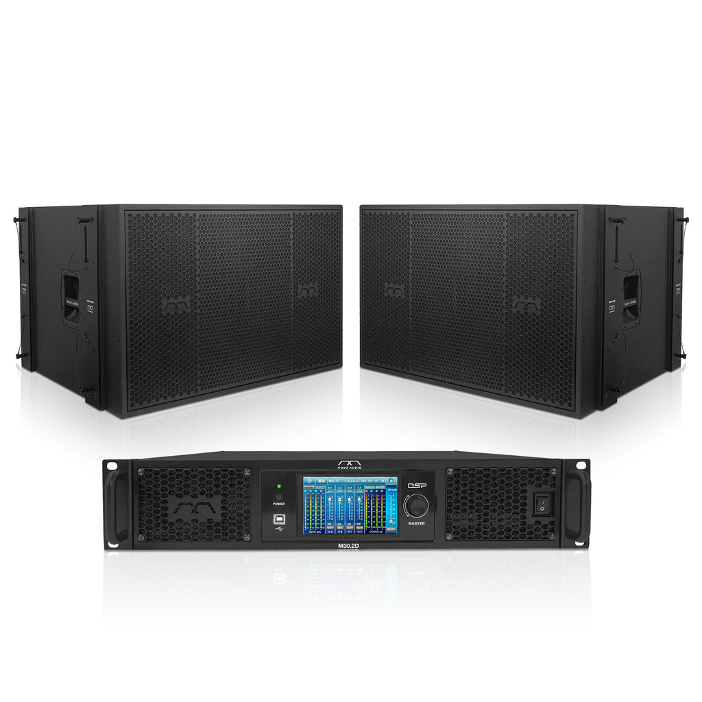 Sound Town FL-218X2M302 | Passive Line Array System with Two 6400W Dual 18" Subwoofers w/ FaitalPRO Neodymium Drivers, One 2-Channel DSP Power Amplifier, Black