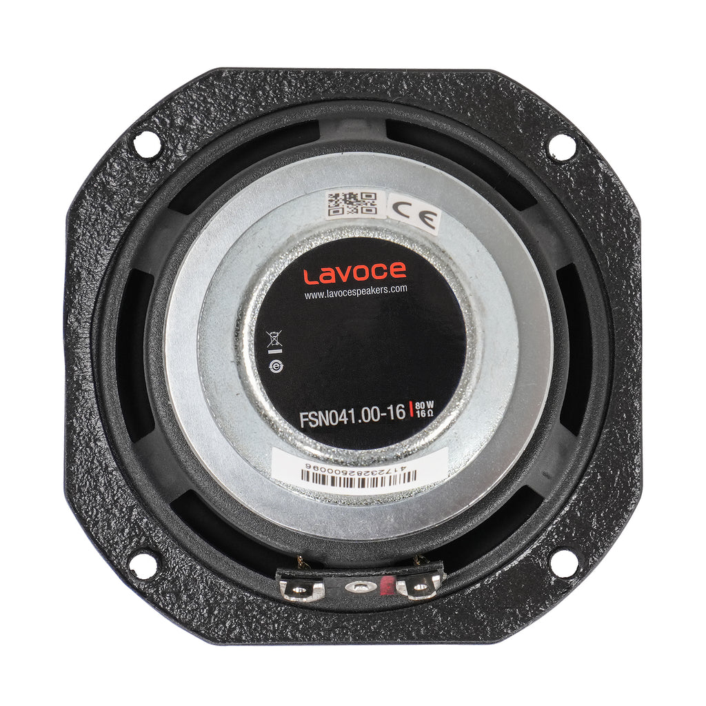 Sound Town FSN041.00 | Original Lavoce 4" Full-Range Driver with Neodymium Magnet, Waterproof Cone and Steel Frame, 40W at 16Ω for PA/DJ Speakers - Back Panel