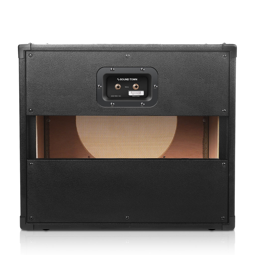 Sound Town GUC112OBBK-EC 1 x 12" Empty Open-back Guitar Speaker Cabinet, Plywood, Black with Removable Rear Panel