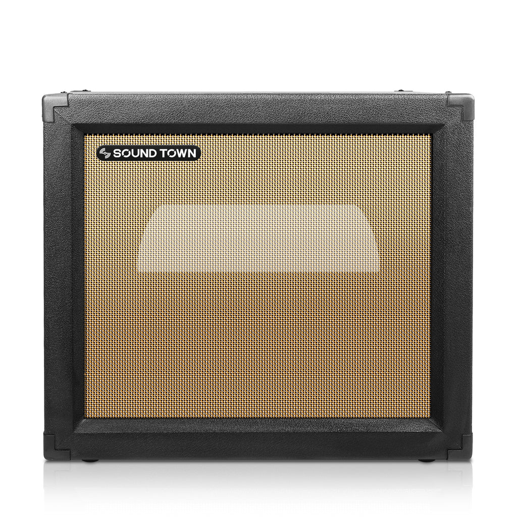 Sound Town GUC112OBBK-EC 1 x 12" Empty Open-back Guitar Speaker Cabinet, Plywood, Black with Wheat Grill Front Panel