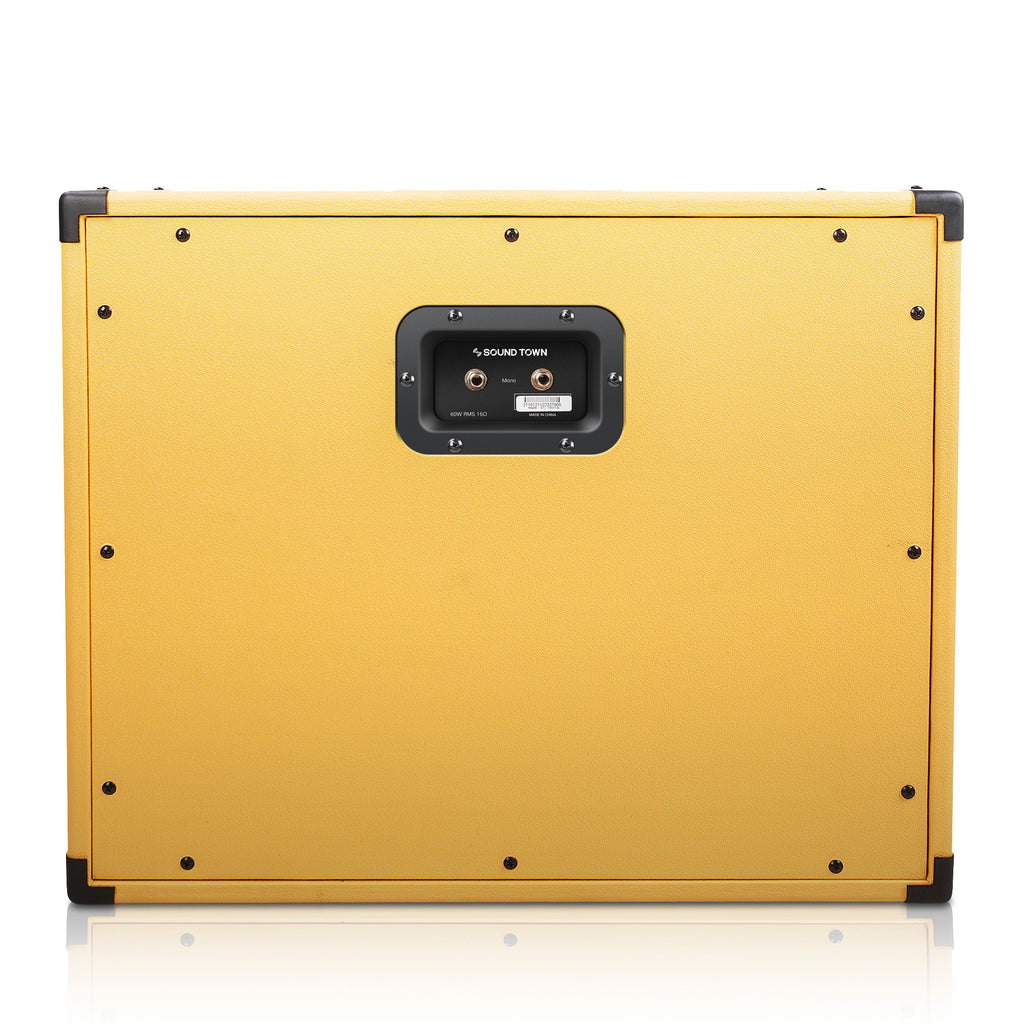 Sound Town GUC112OR-EC | 1 x 12" Empty Guitar Speaker Cabinet, Orange, w/ Birch Plywood (Compatible with Celestion/Eminence Speakers) - Back View 