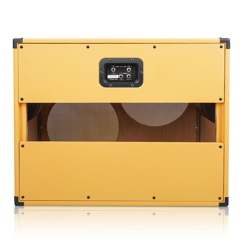Sound Town GUC212OBOR-EC-R | REFURBISHED: 2 x 12" Empty Open-back Guitar Speaker Cabinet, Plywood, Orange with Removable Rear Panel