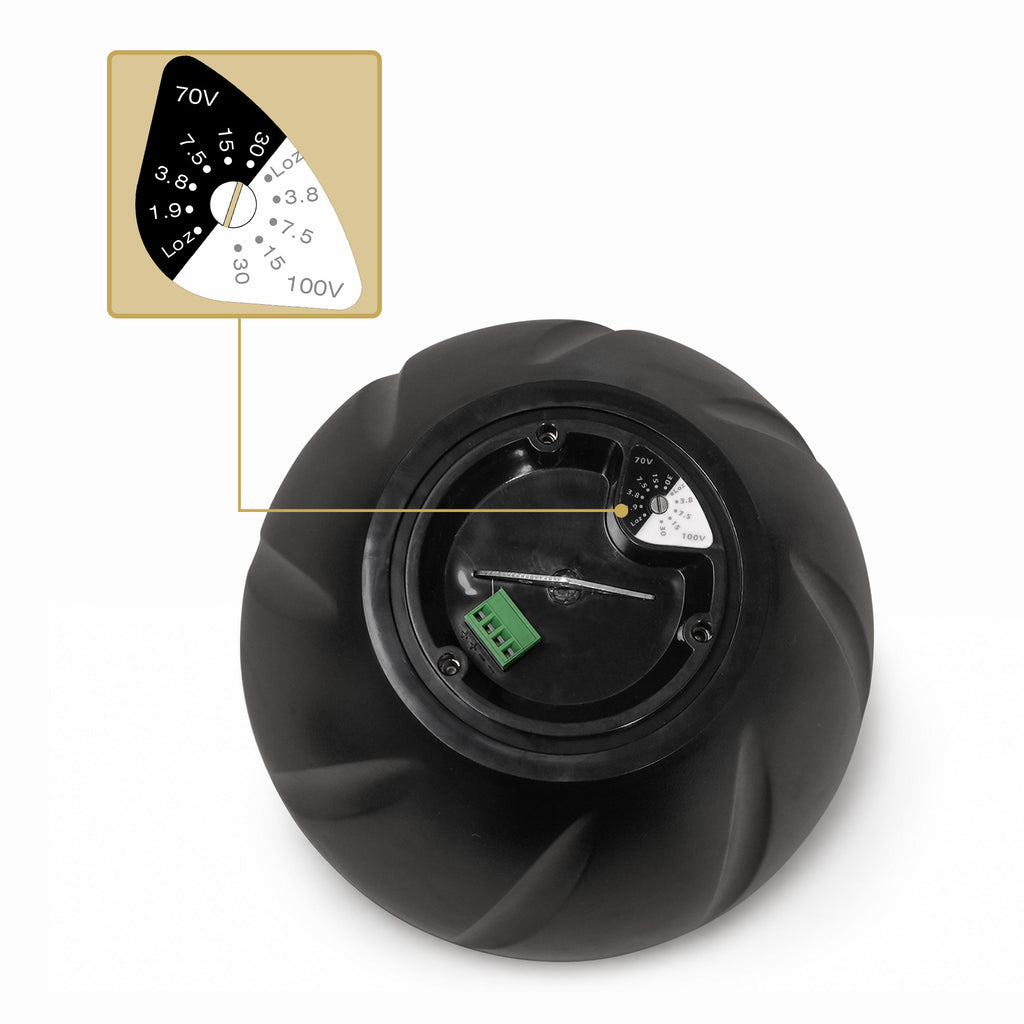 Sound Town LYRA-5B | LYRA Series 5.25" Weatherproof Hanging Pendant Speaker, 70V/100V/8Ω for Indoor/Outdoor Home and Commercial Installations, Black - Transformer Control Panel/Plate