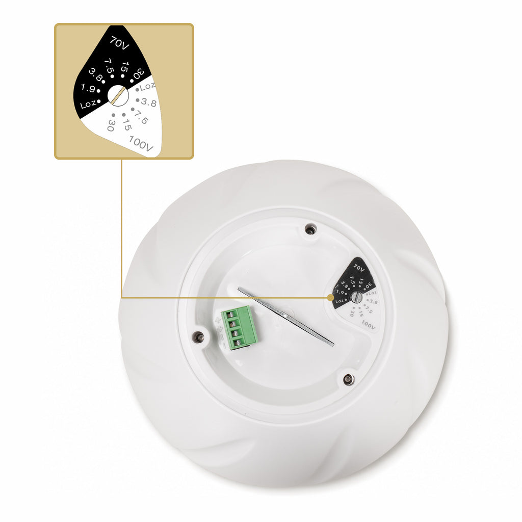 Sound Town LYRA-5W | LYRA Series 5.25" Weatherproof Hanging Pendant Speaker, 70V/100V/8Ω for Indoor/Outdoor Home and Commercial Installations, White - Transformer Control Panel/Plate