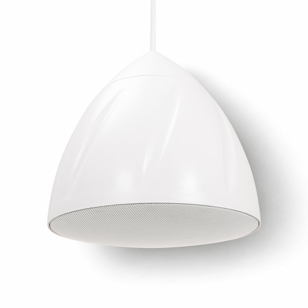 Sound Town LYRA-5W | LYRA Series 5.25" Weatherproof Hanging Pendant Speaker, 70V/100V/8Ω for Indoor/Outdoor Home and Commercial Installations, White
