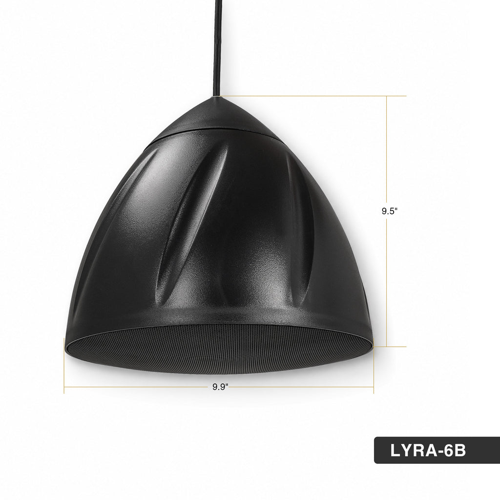 Sound Town LYRA-5B | LYRA Series 5.25" Weatherproof Hanging Pendant Speaker, 70V/100V/8Ω for Indoor/Outdoor Home and Commercial Installations, Black - Size and Dimensions