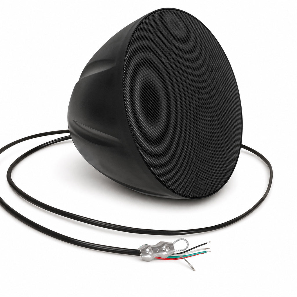 Sound Town LYRA-6B | LYRA Series 6.5" Weatherproof Hanging Pendant Speaker, 70V/100V/8Ω for Indoor/Outdoor Home and Commercial Installations, Black - Grill and Wire