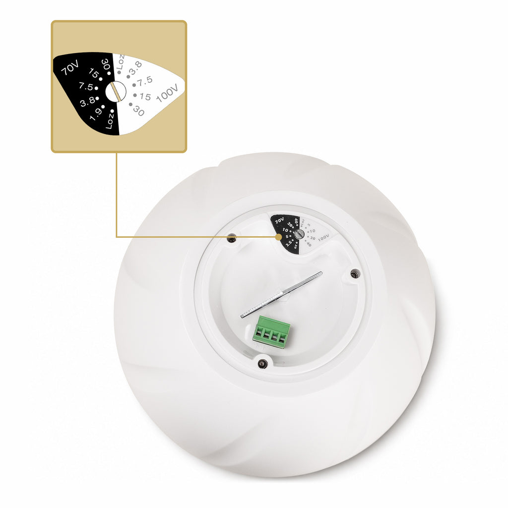 Sound Town LYRA-6W | LYRA Series 6.5" Weatherproof Hanging Pendant Speaker, 70V/100V/8Ω for Indoor/Outdoor Home and Commercial Installations, White - Transformer Control Panel/Plate