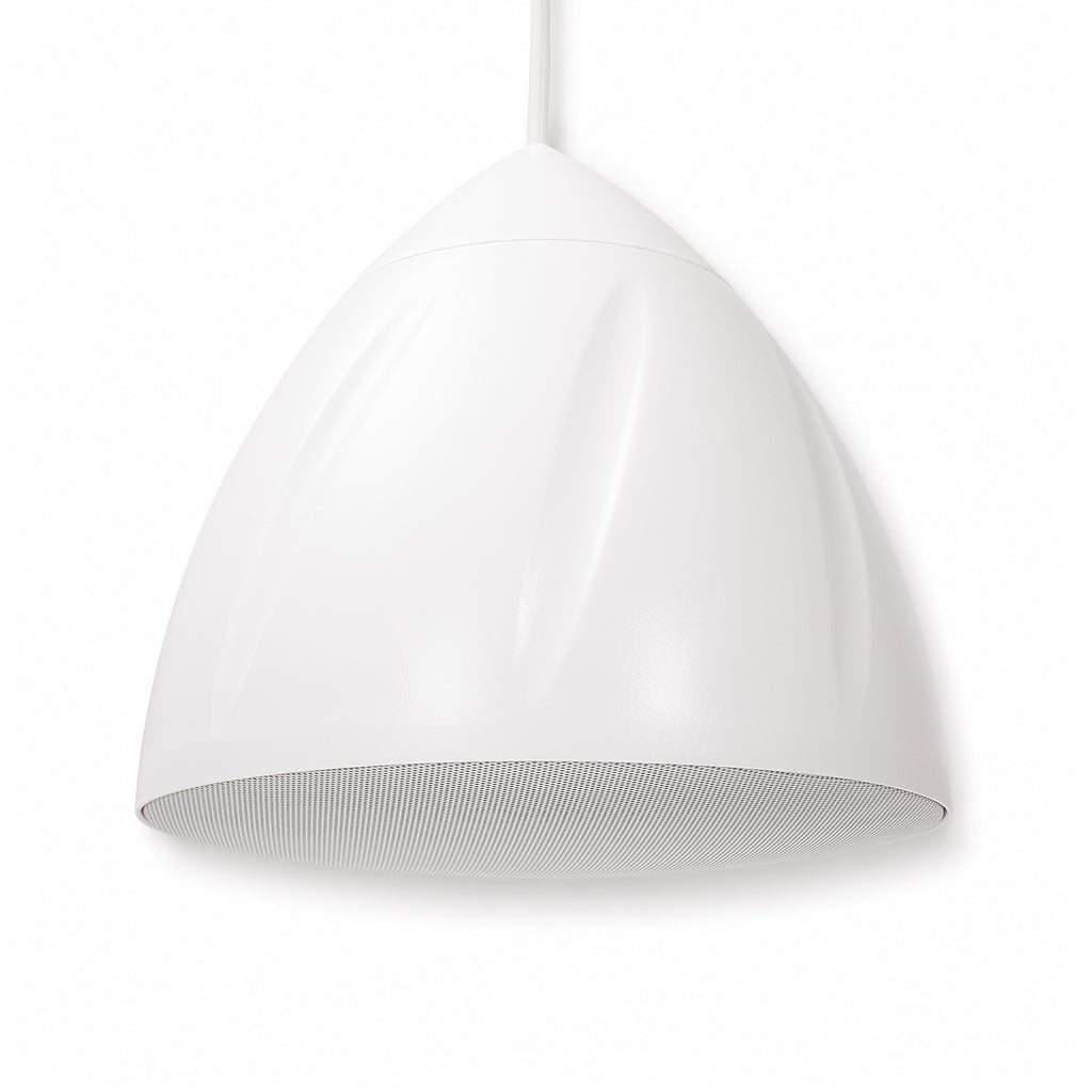 Sound Town LYRA-6W | LYRA Series 6.5" Weatherproof Hanging Pendant Speaker, 70V/100V/8Ω for Indoor/Outdoor Home and Commercial Installations, White