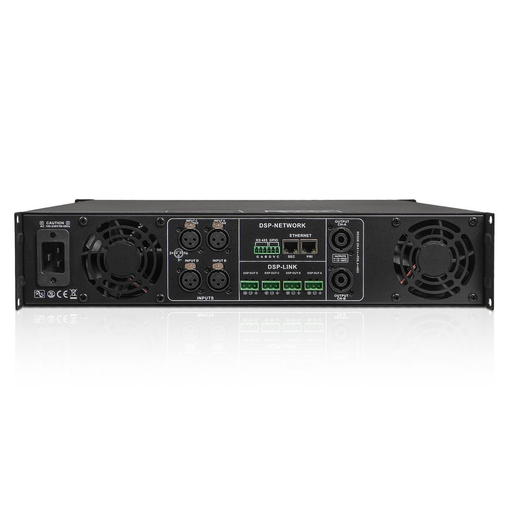M30.2D | MODE Audio Class-D 2-Channel PA/DJ Professional Power Amplifier with 2 x 5100W RMS at 4Ω, DSP, Dante, FIR, Capacitive Touch Screen, PFC Power - Back Panel
