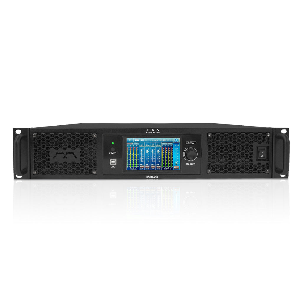 M30.2D | MODE Audio Class-D 2-Channel PA/DJ Professional Power Amplifier with 2 x 5100W RMS at 4Ω, DSP, Dante, FIR, Capacitive Touch Screen, PFC Power - Front Panel