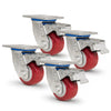 Sound Town MALC‑HD4PACK | 4-Pack 4" Heavy-Duty Double-Locking Polyurethane Swivel Caster Wheels with Brakes, 2400 lb Load Capacity for FILA-VA Series Frames