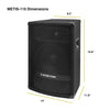 Sound Town METIS-110 | 10" 400W Passive DJ/PA Speaker w/ Compression Driver for Live Sound, Karaoke, Bar, Church - Dimensions