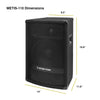 Sound Town METIS-110-R | REFURBISHED: 10" 400W Passive DJ/PA Speaker w/ Compression Driver for Live Sound, Karaoke, Bar, Church - Dimensions