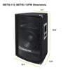 Sound Town METIS-112PW | METIS Series 12" 600W 2-Way Full-Range Powered DJ PA Speaker w/ Bluetooth, Titanium Compression Driver, 3-Channel Mixer - Dimensions