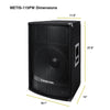 Sound Town METIS-115PW-PAIR | METIS Series 2-Pack 15" Powered 700 Watts DJ/PA Speakers with Compression Drivers for Live Sound, Karaoke, Bar, Church - Dimensions