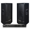 Sound Town METIS-115UPDM | Professional PA System with Two 15” Passive PA Speakers and One 2-Channel UPDM Power Amplifier for Live Sound, Karaoke, Bar, Church