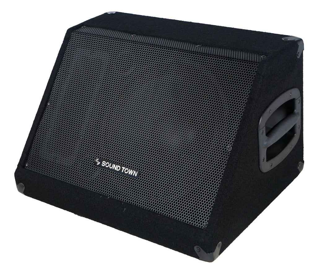Sound Town METIS-12M-R | REFURBISHED: METIS Series 12” 500W Passive DJ PA Stage Floor Monitor Pro Audio Speaker w/ Compression Driver for Live Sound, Karaoke, Bar, Church - Left View