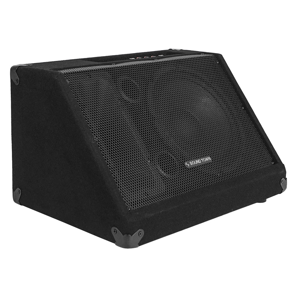 Sound Town METIS-12MPW METIS Series 12” 500W Powered DJ PA Stage Floor Monitor Pro Audio Speaker with Compression Driver for Live Sound, Karaoke, Bar, Church - Right Panel