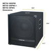 Sound Town METIS-18SPW2.1-R | REFURBISHED: METIS Series 2000W 18" Active Powered Subwoofer with 2 Speaker Outputs, DSP, DJ PA Pro Audio Sub with 4 inch Voice Coil - Dimensions