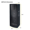 Sound Town METIS-215UPDM METIS Series Dual 15” 1400W 2-Way Full-range Passive DJ PA Pro Audio Speaker with Titanium Compression Driver for Live Sound, Karaoke, Bar, Church - Dimensions