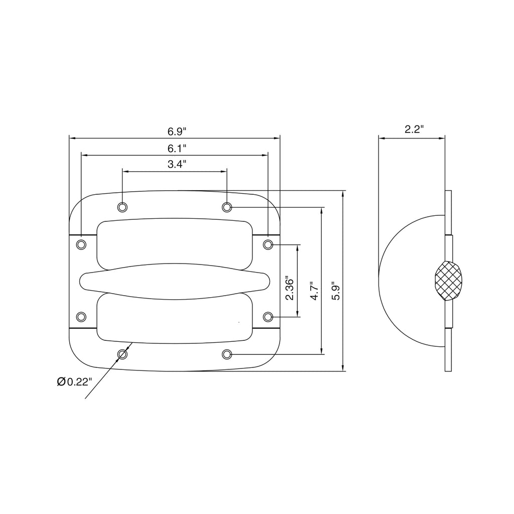 Sound Town METIS-MH Replacement Handle for METIS Series Monitors - Size and Dimensions