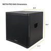 Sound Town METIS-PRO18AS METIS Series 18" 2400W Powered PA/DJ Subwoofer with Class-D Amplifier, Plywood, Black - Dimensions