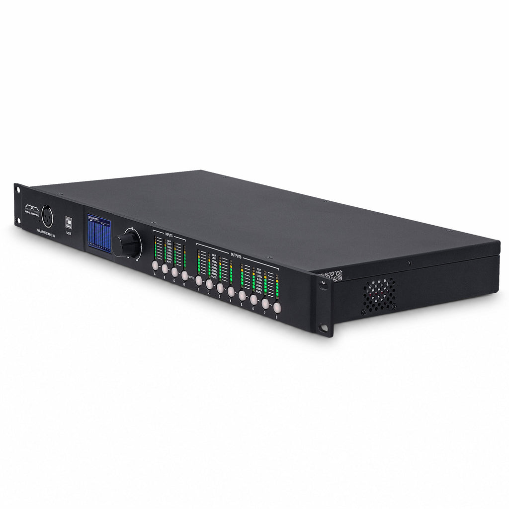 Sound Town MOS-880PRO | MODE Audio DSP Processor w/ Acoustic Design & Simulation Platform, 4-In 8-Out, Dante/AES67, FIR Filter, Measurement I/O, Virtual Tuning - Left View