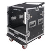 Sound Town MR-DR12UT-R | REFURBISHED: 12U PA DJ Pro Audio Rack/Road ATA Case w/ 2U Drawer, 11U Slant Mixer Top, DJ Work Table, Casters, Pro Tour Grade - Touring Events