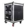 Sound Town MR-DR12UT-R | REFURBISHED: 12U PA DJ Pro Audio Rack/Road ATA Case w/ 2U Drawer, 11U Slant Mixer Top, DJ Work Table, Casters, Pro Tour Grade - Transportable