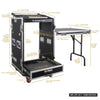 Sound Town MR-DR16UT-R | REFURBISHED: 16U PA DJ Pro Audio Rack/Road ATA Case w/ 2U Drawer, 11U Slant Mixer Top, DJ Work Table, Casters, Pro Tour Grade - Internal and External Size and Dimensions