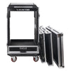 Sound Town MR-DR16UT-R | REFURBISHED: 16U PA DJ Pro Audio Rack/Road ATA Case w/ 2U Drawer, 11U Slant Mixer Top, DJ Work Table, Casters, Pro Tour Grade - Removable Top Back Front Covers