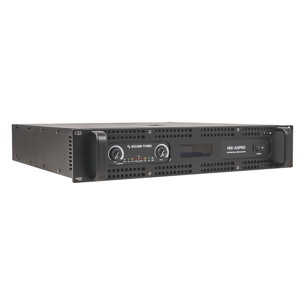 Sound Town NIX-A3PRO-R | REFURBISHED: 2-Channel 1100W Rack Mountable Power Amplifier with LPF - Right Panel