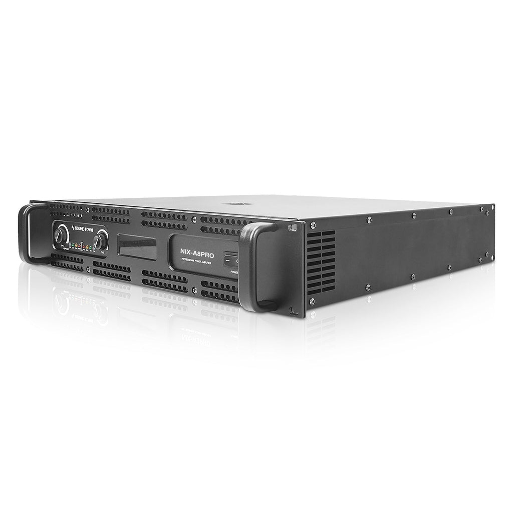 Sound Town NIX-A8PRO-R | REFURBISHED: 2-Channel 1800W Rack Mountable Professional Power Amplifier with Low Pass Filter, LCD Display - Built-in Limiter