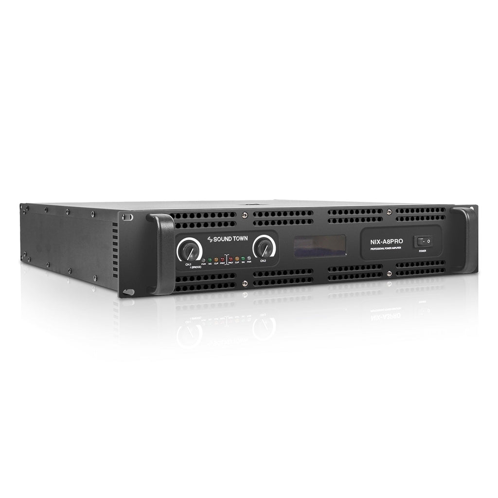 Sound Town NIX-A8PRO-R | REFURBISHED: 2-Channel 1800W Rack Mountable Professional Power Amplifier with Low Pass Filter, LCD Display - Right Panel