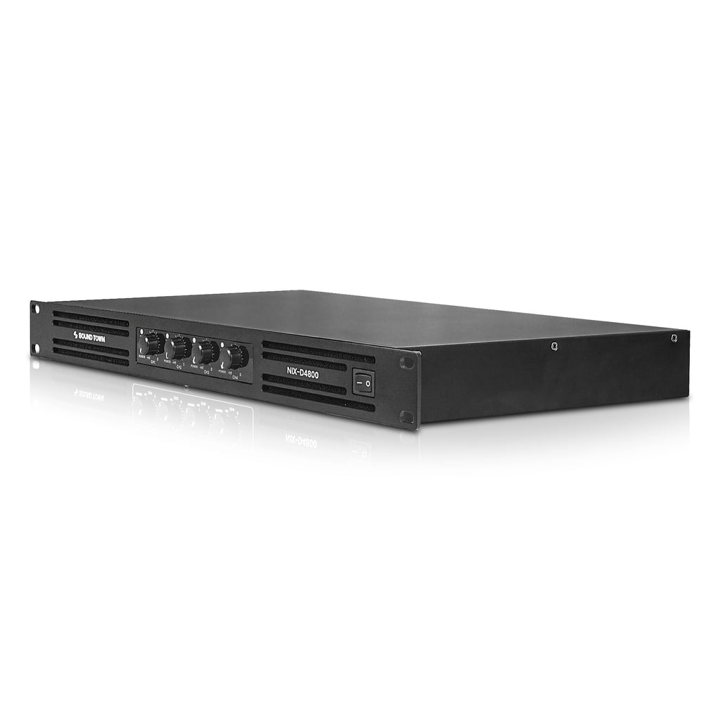 Sound Town NIX-D4800 | 1U Class-D 4-Channel PA/DJ Power Amplifier, 4 x 720W RMS at 4-ohm, Aluminum Panel, Conference Installations - Right View