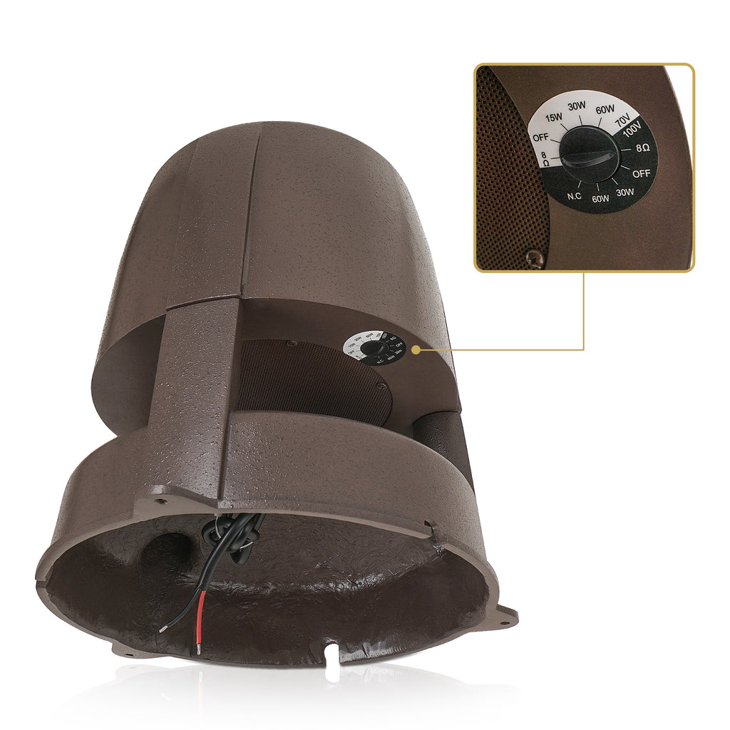 Sound Town OMNI-62BR | 2-Way 6.5" High-Fidelity Passive Outdoor 360° Landscape Speaker, Weather-Resistant, 70V/100V/8Ω, for Home & Commercial Installation, Brown - Tap Selector Settings