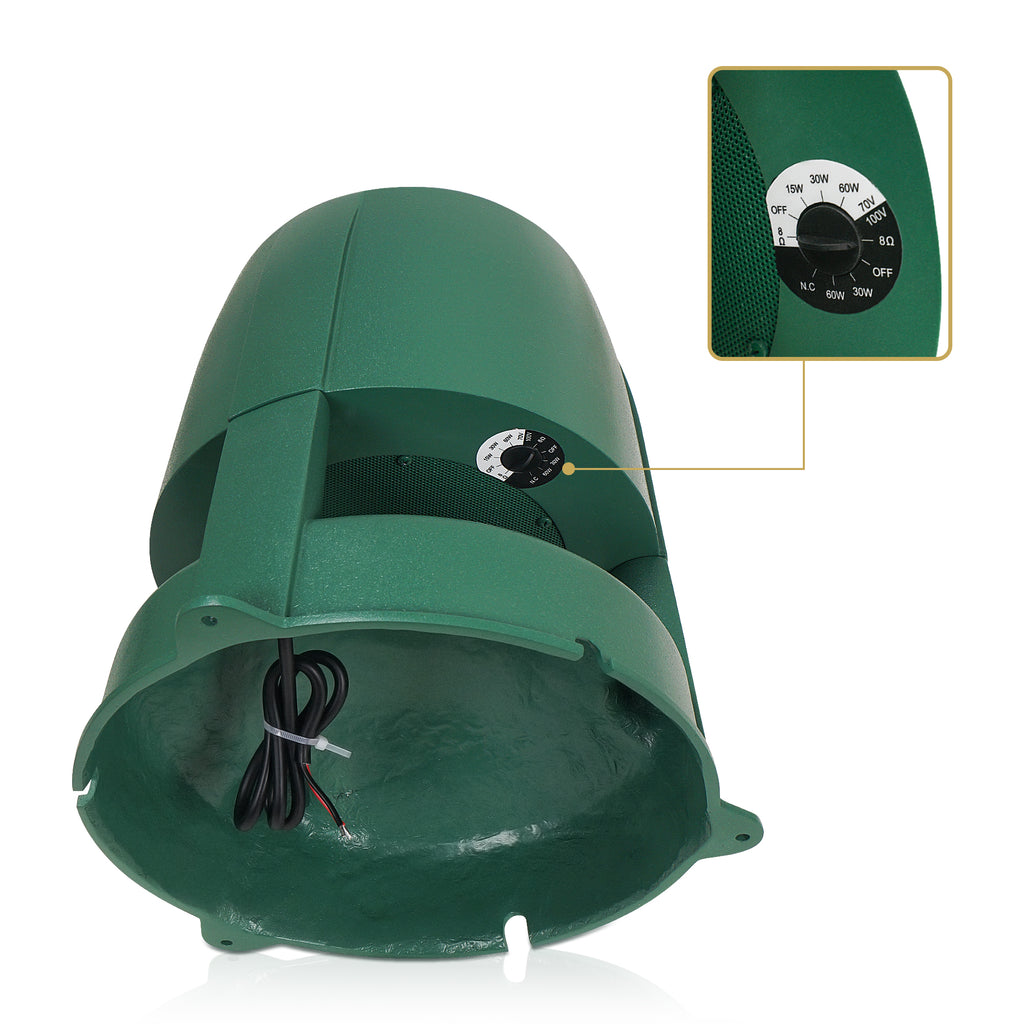 Sound Town OMNI-62G | 2-Way 6.5" High-Fidelity Passive Outdoor 360° Landscape Speaker, Weather-Resistant, 70V/100V/8Ω, for Home & Commercial Installation, Green - Tap Selector Settings