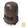 Sound Town OMNI-82BR-R | REFURBISHED: 2-Way 8" High-Fidelity Passive Outdoor 360° Landscape Speaker, Weather-Resistant, 70V/100V/8Ω, for Home & Commercial Installation, Brown - Dimensions, size and  Expansion Screws