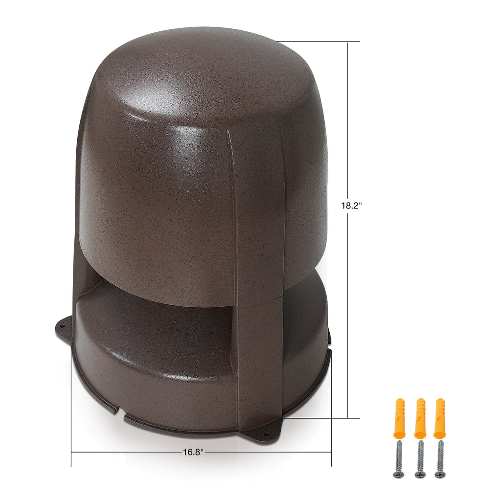 Sound Town OMNI-82BR-R | REFURBISHED: 2-Way 8" High-Fidelity Passive Outdoor 360° Landscape Speaker, Weather-Resistant, 70V/100V/8Ω, for Home & Commercial Installation, Brown - Dimensions, size and  Expansion Screws