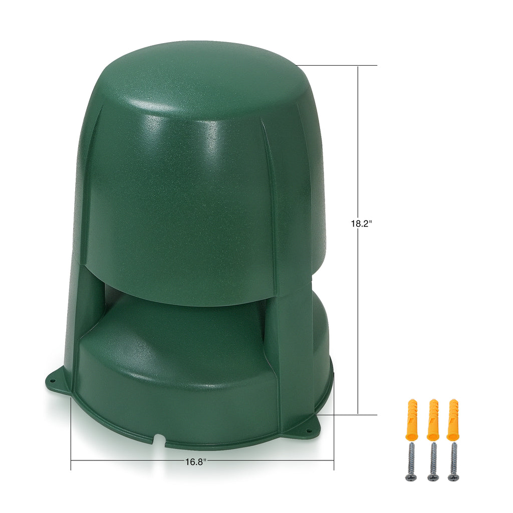 Sound Town OMNI-82G | 2-Way 8" High-Fidelity Passive Outdoor 360° Landscape Speaker, Weather-Resistant, 70V/100V/8Ω, for Home & Commercial Installation, Green - Dimensions, Size and  Expansion Screws
