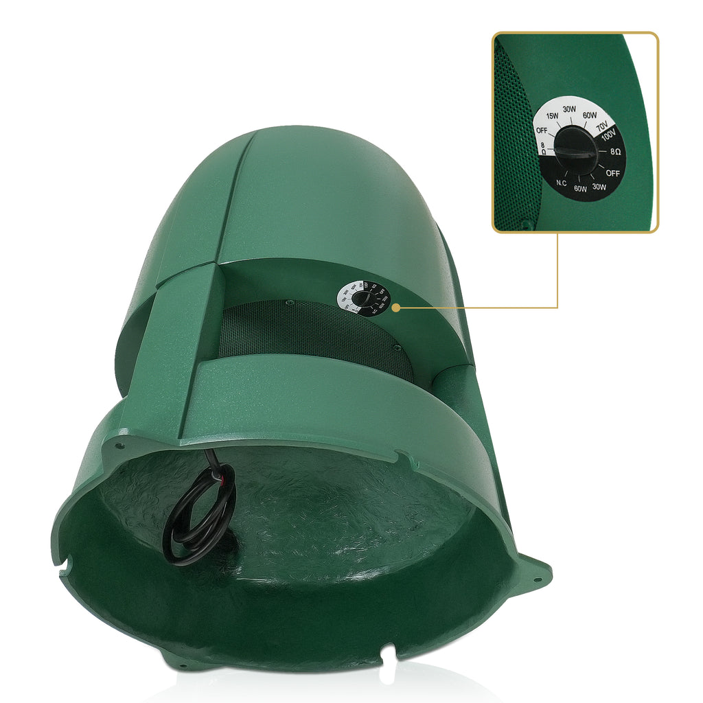Sound Town OMNI-82G | 2-Way 8" High-Fidelity Passive Outdoor 360° Landscape Speaker, Weather-Resistant, 70V/100V/8Ω, for Home & Commercial Installation, Green - Tap Selector Settings