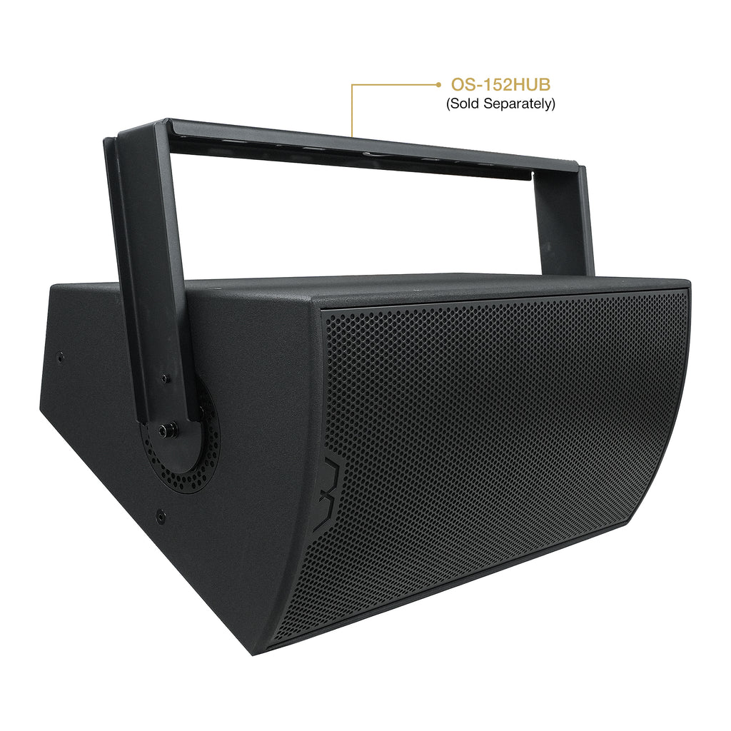 MODE Audio OS-15296 | MODE Audio OS Series 15" 2000W Full-Range Point Source Loudspeaker w/ LAVOCE Neodymium Drivers, Rotatable Horn, IP55 Weatherproof, Black - OS-152HUB Horizontal Bracket