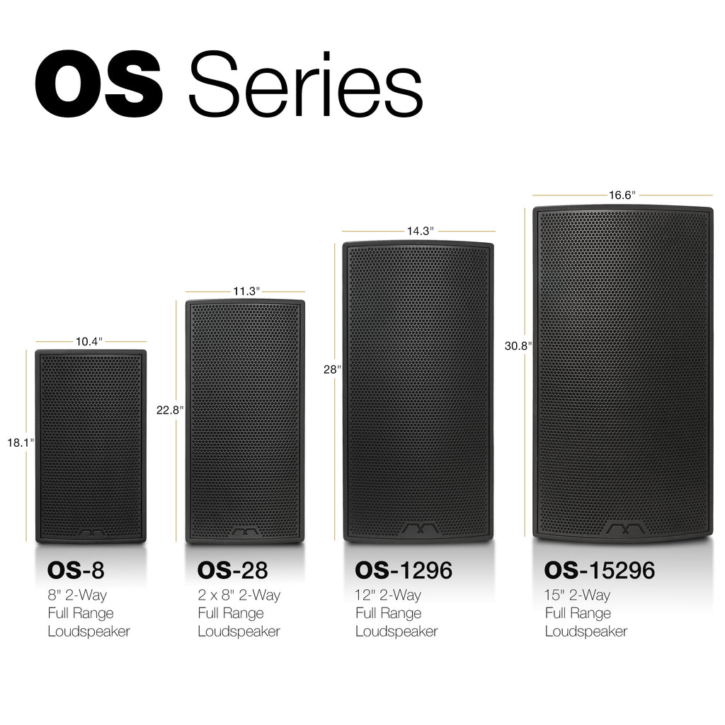 MODE Audio OS-8 | MODE Audio OS Series 8" 480W Full-Range Point Source Loudspeaker w/ LAVOCE Neodymium Drivers, Rotatable Horn, Weatherproof, U-Bracket, Black - OS Family, OS Series